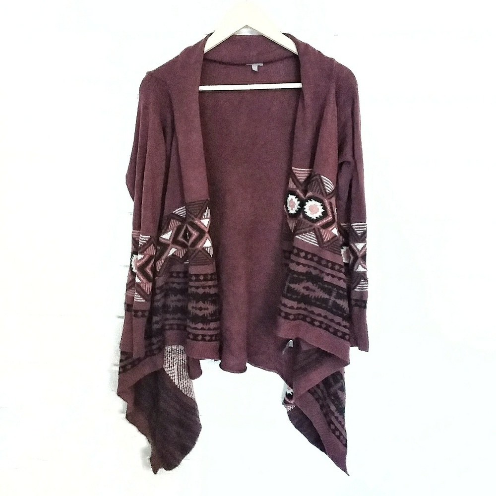 Aztec Print Sweater Cardigan Size Large